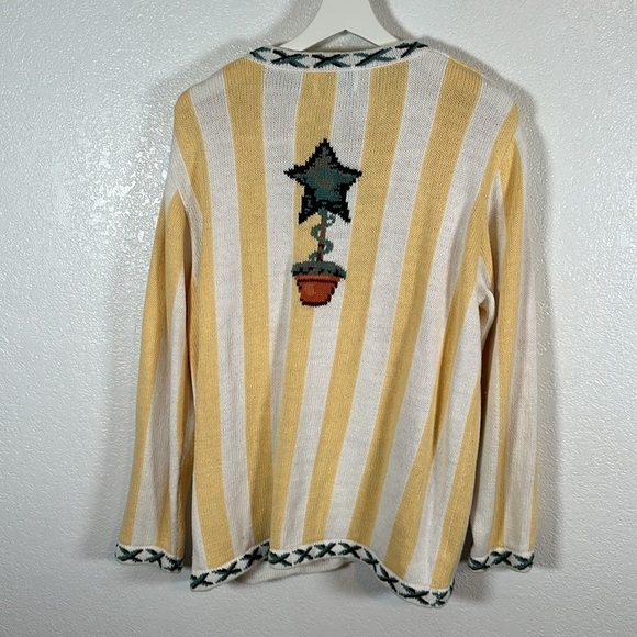 The Quacker Factory Stripe Virtues Plant Lover Sweater Size Large - Picture 5 of 7